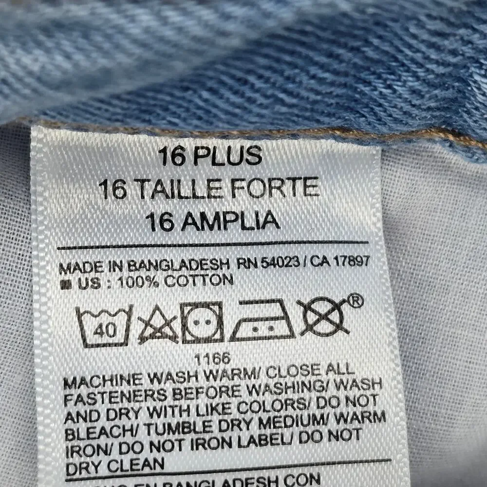 Old Navy Girls 16 Plus Light Wash Loose Jeans 32x30 Adjustable Waist